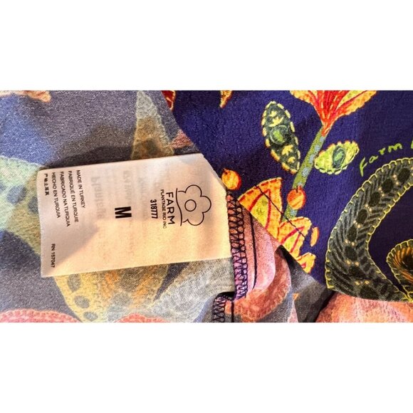 FARM Rio Macaw Bloom Floral Smocked Mock Neck Juliet Sleeve Dress size M - Picture 11 of 11